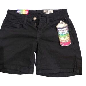 Zara black soft brushed denim cuffed‎ hem women jean shorts size 4 new